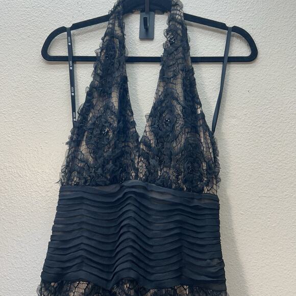 Tadashi Shoji Gown Maxi Dress SZ 4 Black-Tie Formal Wedding Whimsigoth Prom Goth - Picture 2 of 14